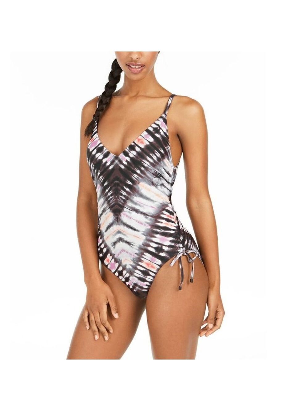 Bar III Tie-Dyed Low-Back One-Piece Swimsuit